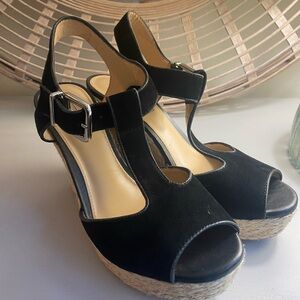 Antonio Melani black suede wedge 8